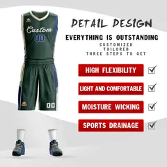 Hunter Green Cream-Royal Classic Sets Basketball Jersey 2