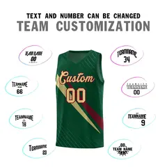 Hunter Green Diagonal Pinstripe Color Block Basketball Jersey 4