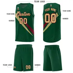 Hunter Green Diagonal Pinstripe Color Block Basketball Jersey 5