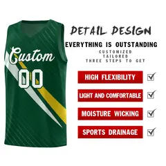 Hunter Green Diagonal Pinstripe Color Block Basketball Jersey 2