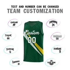 Hunter Green Diagonal Pinstripe Color Block Basketball Jersey 4