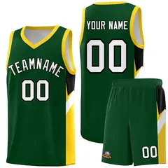 Hunter Green Gold Side Design Basketball Uniform Jersey 1