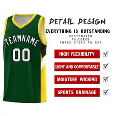 Hunter Green Gold Side Design Basketball Uniform Jersey 2