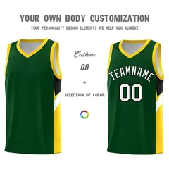 Hunter Green Gold Side Design Basketball Uniform Jersey 3