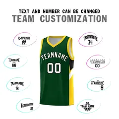 Hunter Green Gold Side Design Basketball Uniform Jersey 4