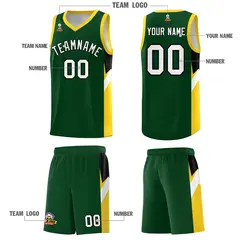 Hunter Green Gold Side Design Basketball Uniform Jersey 5