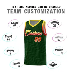 Hunter Green Gold Wave Pattern Basketball Uniform Jersey 4