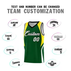 Hunter Green Gold White Color Block Basketball Jersey 4