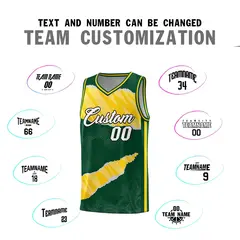 Hunter Green Gold-White Tear Graffiti Basketball Jersey 4