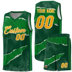Hunter Green Kelly Green-Hunter Green Tear Graffiti Basketball Jersey