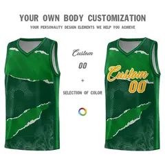 Hunter Green Kelly Green-Hunter Green Tear Graffiti Basketball Jersey 3