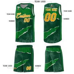 Hunter Green Kelly Green-Hunter Green Tear Graffiti Basketball Jersey 5