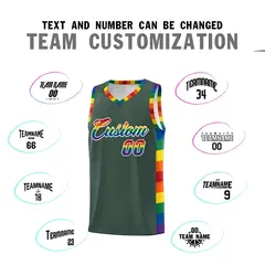 Hunter Green LGBT Rainbow Pride Month Basketball Jersey 4