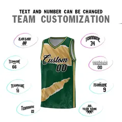 Hunter Green Old Gold Tear Graffiti Basketball Jersey 4