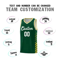 Hunter Green Old Gold White Diamond Stripe Side Basketball Jersey 4