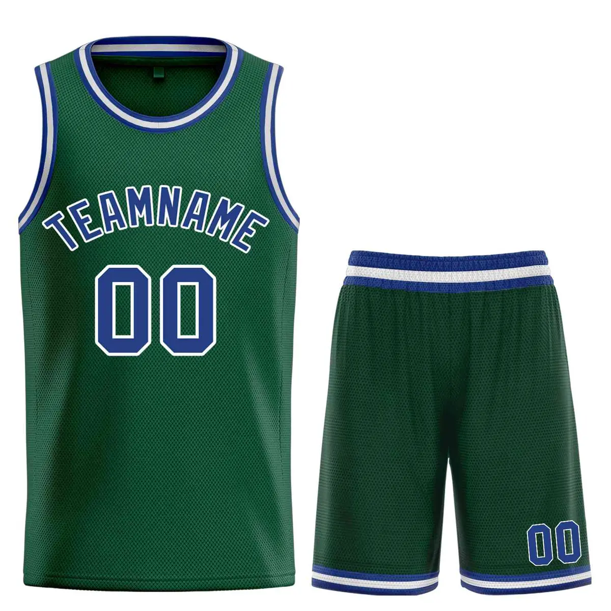 Hunter Green Royal-White Bull Curved Basketball Jersey