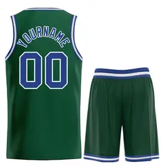 Hunter Green Royal-White Bull Curved Basketball Jersey 2