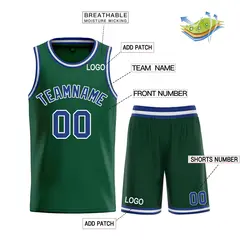 Hunter Green Royal-White Bull Curved Basketball Jersey 3