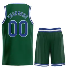 Hunter Green Royal-White Classic Basketball Uniform Jersey 2