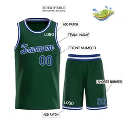 Hunter Green Royal-White Classic Basketball Uniform Jersey 3
