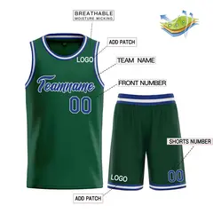 Hunter Green Royal-White Classic Heal Basketball Jersey 3