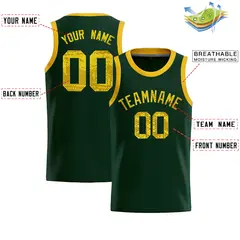 Hunter Green Sequined Trim Athletic Basketball Jersey 2