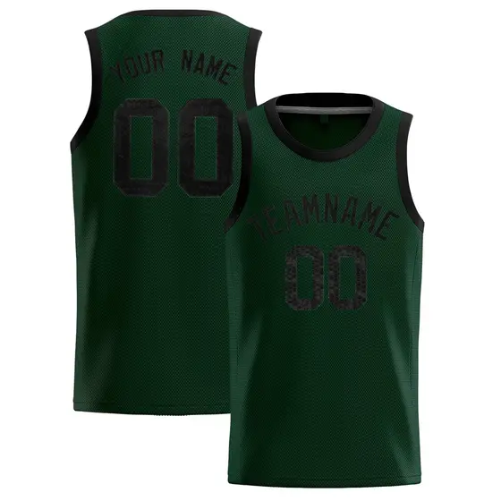 Hunter Green Sequined Trim Athletic Basketball Jersey