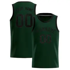 Hunter Green Sequined Trim Athletic Basketball Jersey 1