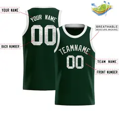 Hunter Green Sequined Trim Athletic Basketball Jersey 2