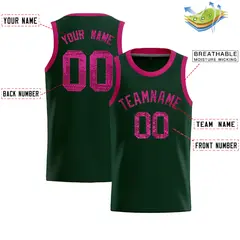 Hunter Green Sequined Trim Athletic Basketball Jersey 2