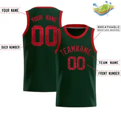 Hunter Green Sequined Trim Athletic Basketball Jersey 2