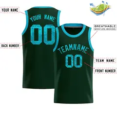 Hunter Green Sequined Trim Athletic Basketball Jersey 2