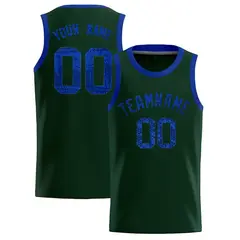 Hunter Green Sequined Trim Athletic Basketball Jersey 1