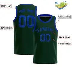 Hunter Green Sequined Trim Athletic Basketball Jersey 2