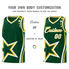 Hunter Green Shoulder Stars Graffiti Basketball Jersey Set 3