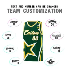 Hunter Green Shoulder Stars Graffiti Basketball Jersey Set 4