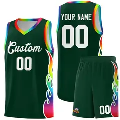 Hunter Green Side Flame Basketball Jersey for Teams