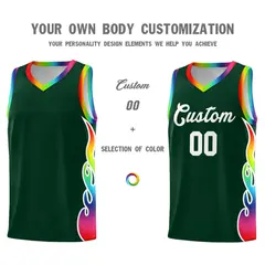 Hunter Green Side Flame Basketball Jersey for Teams 3
