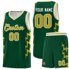 Hunter Green Side Lightning Graffiti Basketball Jersey 1