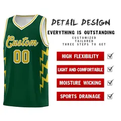 Hunter Green Side Lightning Graffiti Basketball Jersey 2
