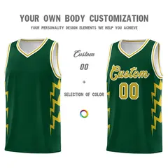 Hunter Green Side Lightning Graffiti Basketball Jersey 3