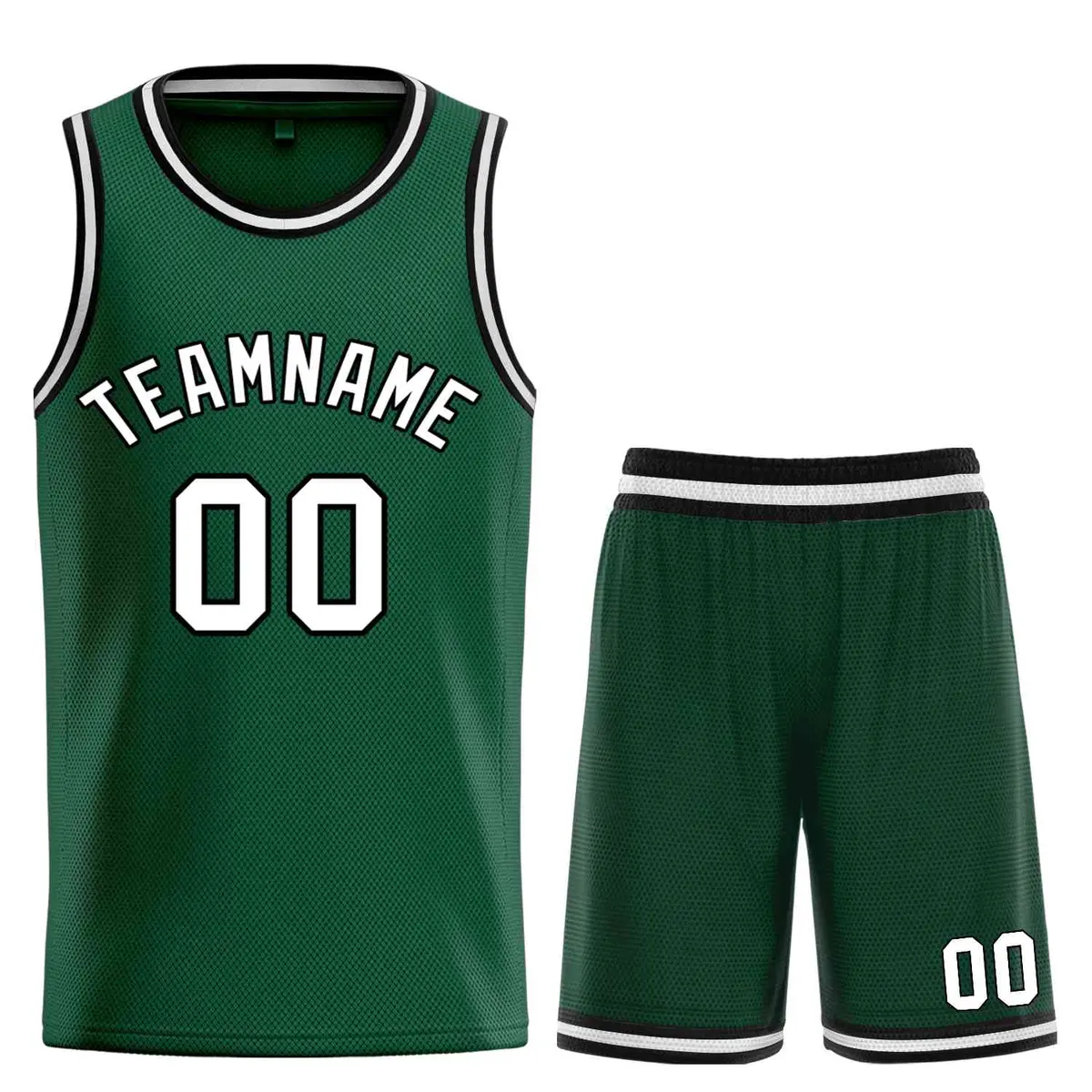 Hunter Green White-Black Bull Curved Basketball Jersey