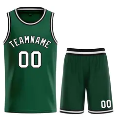 Hunter Green White-Black Bull Curved Basketball Jersey