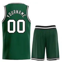 Hunter Green White-Black Bull Curved Basketball Jersey 2