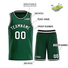 Hunter Green White-Black Bull Curved Basketball Jersey 3