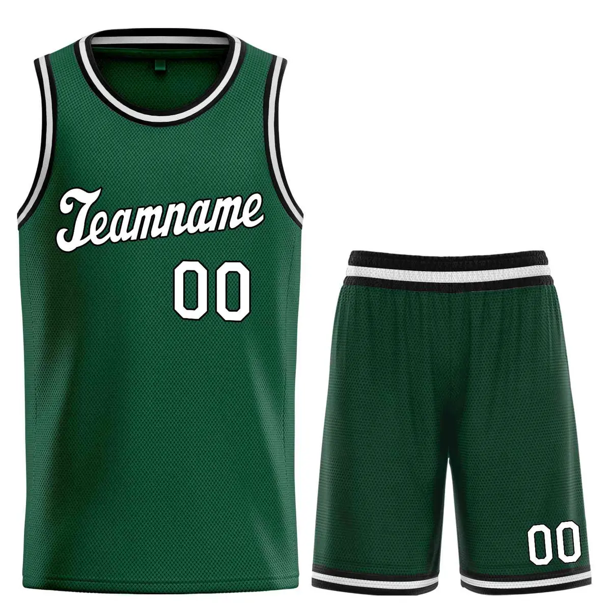 Hunter Green White-Black Classic Basketball Uniform Jersey