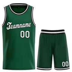 Hunter Green White-Black Classic Basketball Uniform Jersey