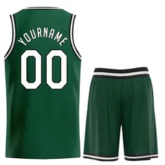 Hunter Green White-Black Classic Basketball Uniform Jersey 2