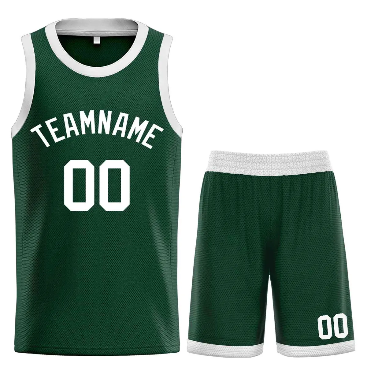 Hunter Green White Bull Curved Basketball Jersey