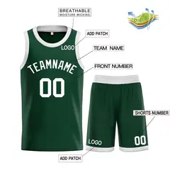 Hunter Green White Bull Curved Basketball Jersey 3